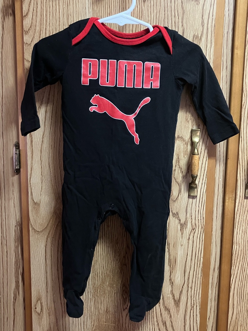 3-6 month Puma Black and Red Infant Footed One-Piece